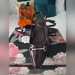 Jones New York- Women's Dark Burgundy Patent Slingbacks